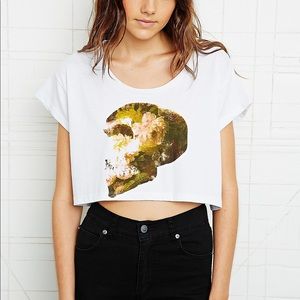 UO Floral Skull Cropped Tee
